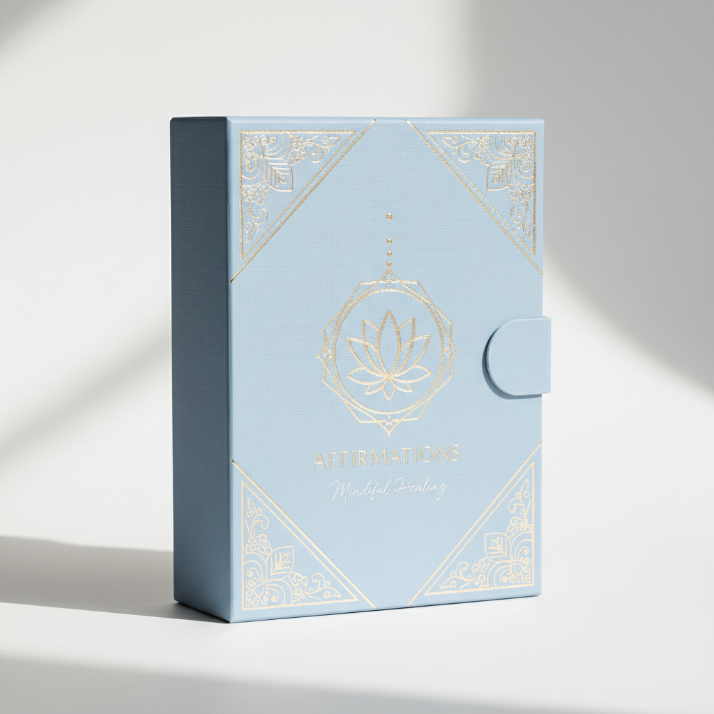 Affirmation Card Box - Blue Gold Silver